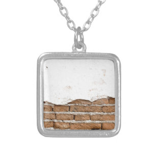 Grunge brick wall silver plated necklace