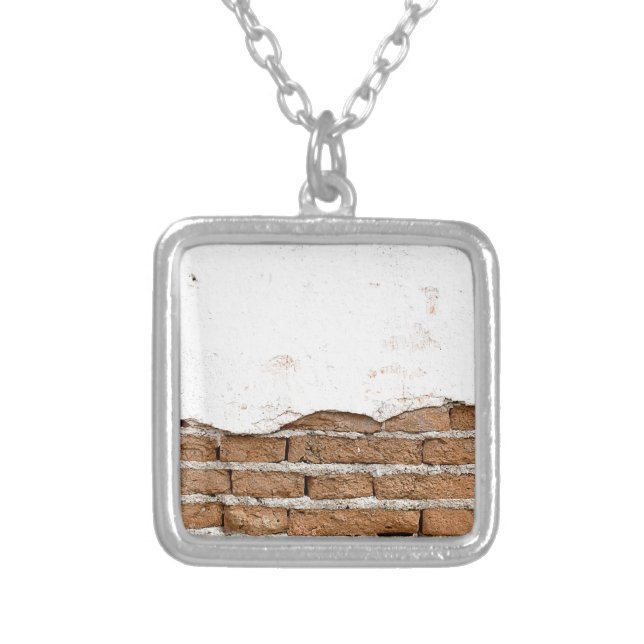 Grunge brick wall silver plated necklace (Front)