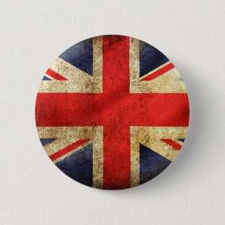 Grunge British Flag Button centered