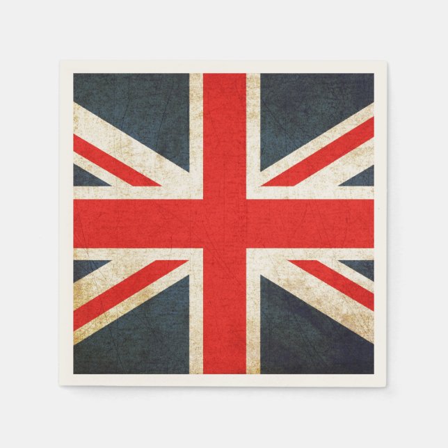 Grunge British Union Jack Posh Paper Napkins (Front)