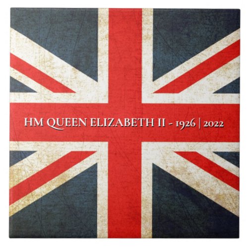 Grunge British Union Jack QE2 Commemorative Tile