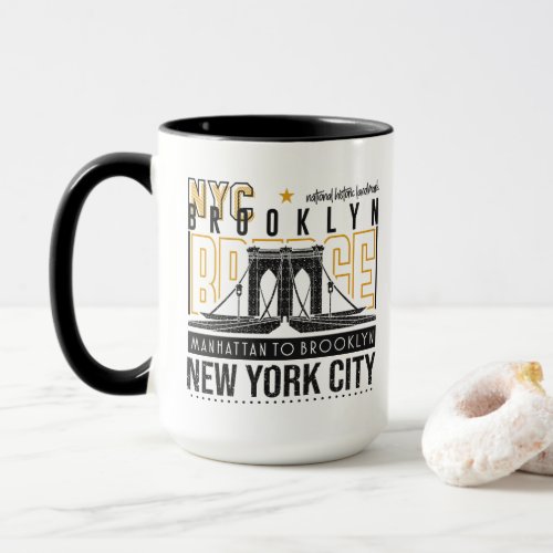 Grunge Brooklyn Bridge Historic Landmark  Mug