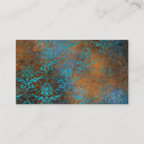 Grunge Brown Blue Floral Decorative Pattern Business Card