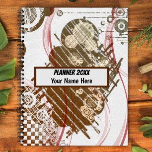 Grunge brown pattern customized planner