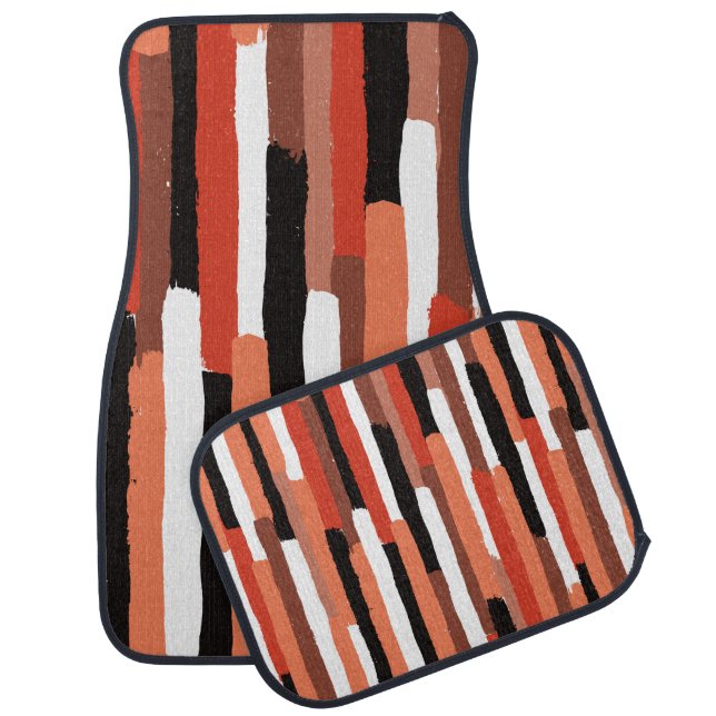 Grunge brushstrokes geometric seamless pattern car floor mat (Set)