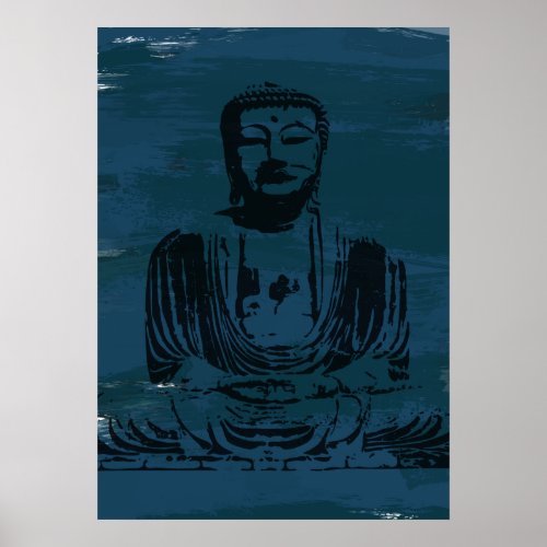 Grunge Buddha Poster _ Dark Teal