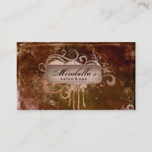 Customizable Grunge Business Card Flower Salon Spa Brown