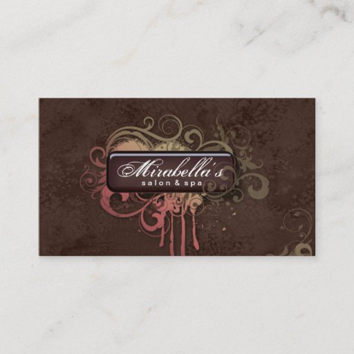 Customizable Grunge Business Card Flower Salon Spa Brown Fall