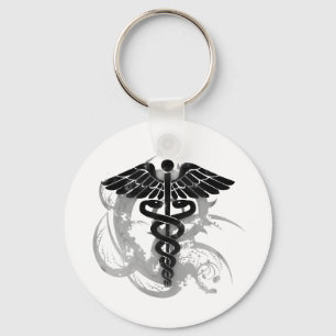 Grunge caduceus keychain