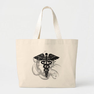 Grunge caduceus large tote bag