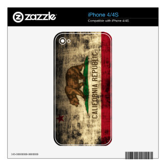Grunge California Republic Flag iPhone 4 Decal