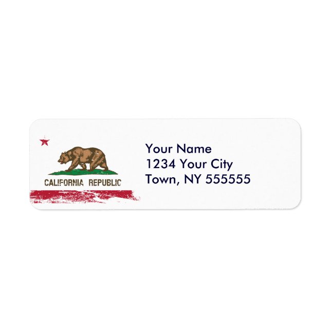 Grunge California State Flag Label (Front)