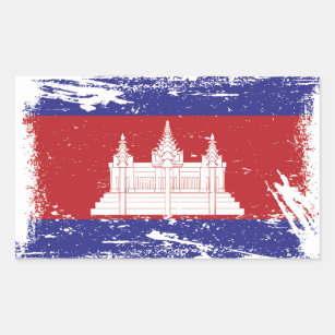 Grunge Cambodia Flag Rectangular Sticker