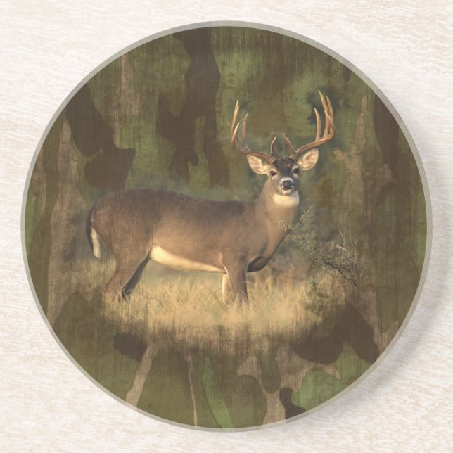 Grunge Camoflage Deer-Coaster Drink Coaster (Front)