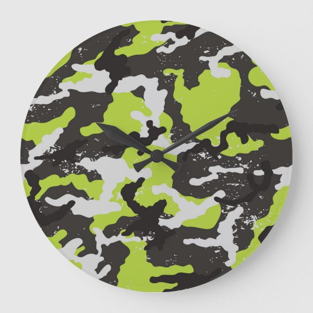 Grunge Camouflage Vintage Background Large Clock (Front)