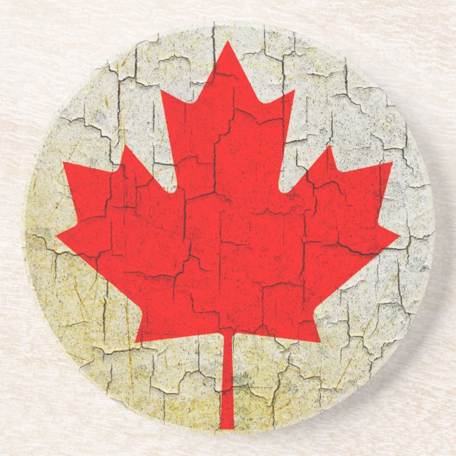 Grunge Canada flag Drink Coaster (Front)