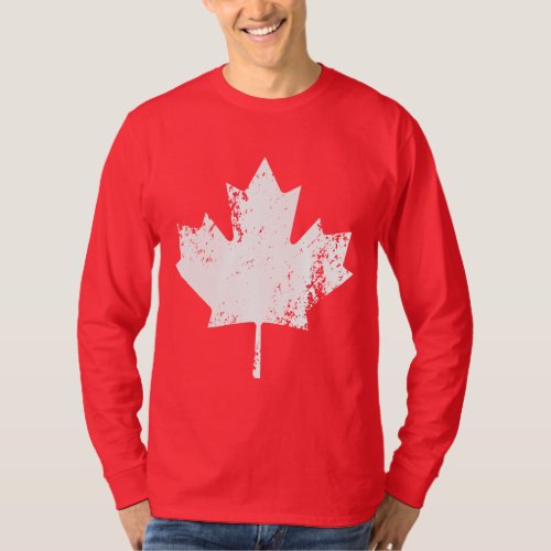 Grunge Canada Flag Maple _ White Distorted T_Shirt