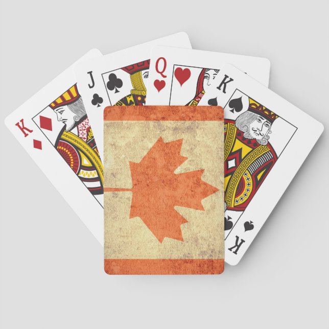 Grunge Canada Flag Poker Cards (Back)