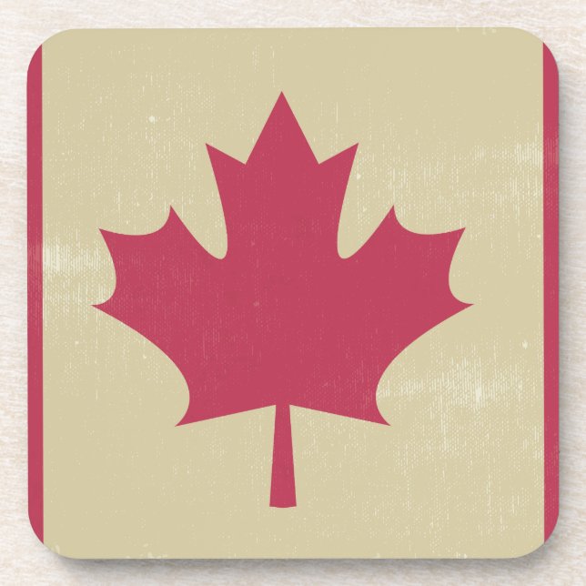 grunge canadian flag beverage coaster (Front)
