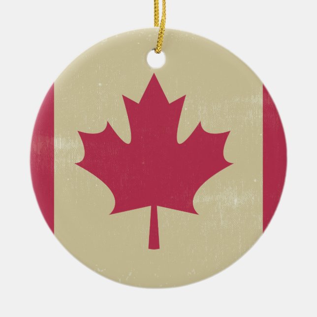 grunge canadian flag ceramic ornament (Front)