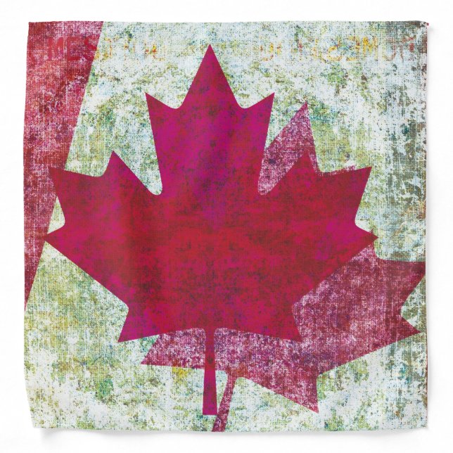 Grunge Canadian flag maple leaf Bandana (Front)
