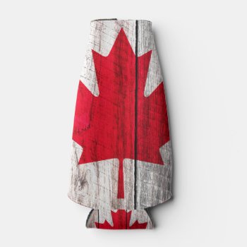 Grunge Canadian Red Maple Leaf Flag Bottle Cooler by hutsul at Zazzle