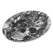 Grunge Candy sugar skull in black and white. Dinner Plate (Left Side)