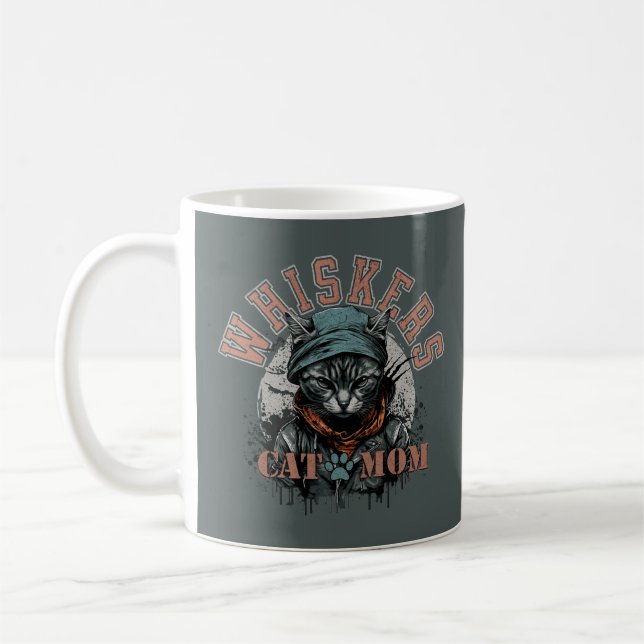 Grunge Cat Mom Coffee Mug (Left)