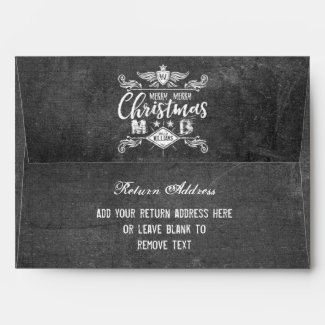 Grunge Chalkboard Merry Christmas Retro Typography Envelope