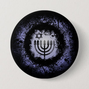Grunge Chanukah Menorah Pinback Button