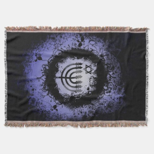 Grunge Chanukah Menorah Throw Blanket