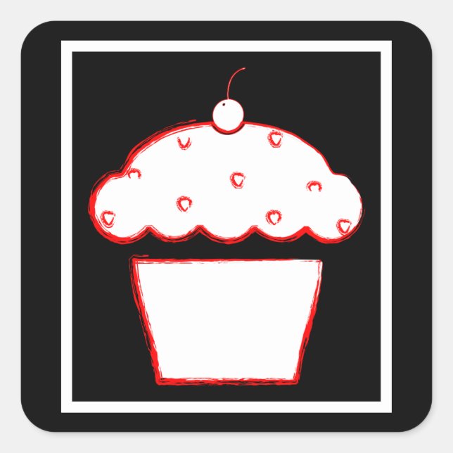 grunge cherry cupcake square sticker (Front)