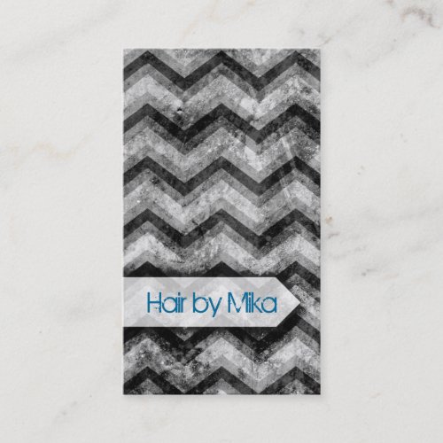 Grunge Chevron black grey Salon stylist Business Business Card Template