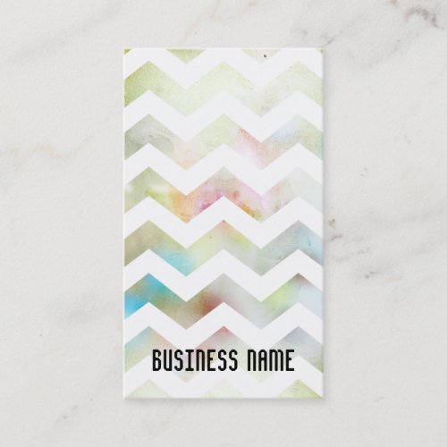 Grunge Chevron Pink Green Blue Business Card