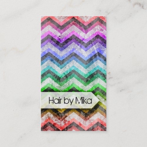 Grunge Chevron rainbow Salon stylist Business Business Card Templates