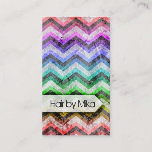 Customizable Grunge Chevron rainbow Salon stylist Business Business Card Templates