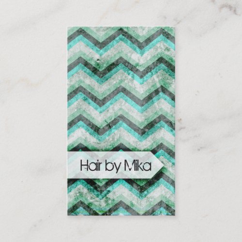 Grunge Chevron teal seafoam Salon stylist Business Business Card