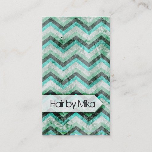 Customizable Grunge Chevron teal seafoam Salon stylist Business Business Card