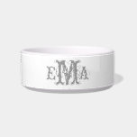 Grunge Chic Personalized Monogram Pet Bowl<br><div class="desc">Grunge Chic Personalized Monogram Design in Silver and White</div>