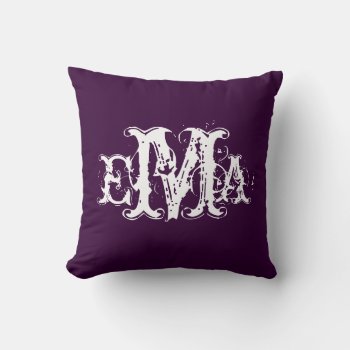 Grunge Chic Personalized Monogram Pillow by Joyful_Expressions at Zazzle