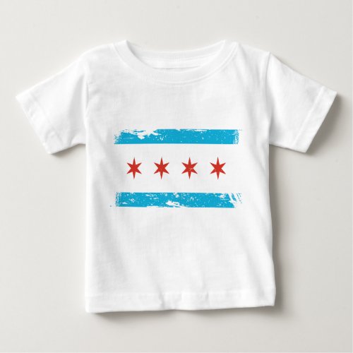 Grunge Chicago Flag Baby T_Shirt