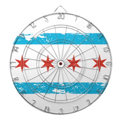 Grunge Chicago Flag Dartboard