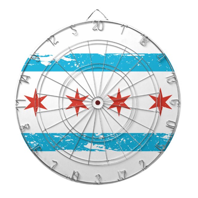 Grunge Chicago Flag Dartboard (Front)