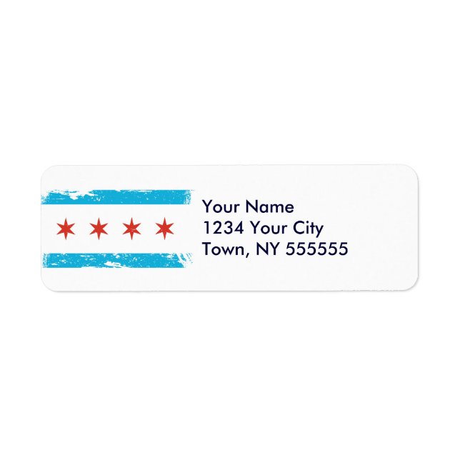 Grunge Chicago Flag Label (Front)