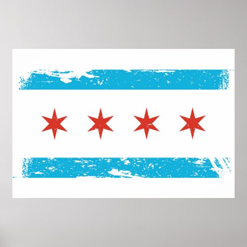 Grunge Chicago Flag Poster