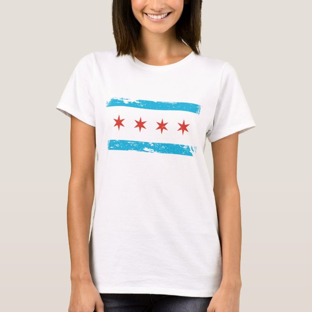 Grunge Chicago Flag T-Shirt (Front)