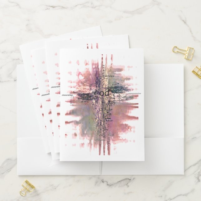 Grunge Christian words cross Pocket Folder (In Situ)