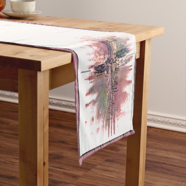 Grunge Christian words cross Short Table Runner (In Situ)