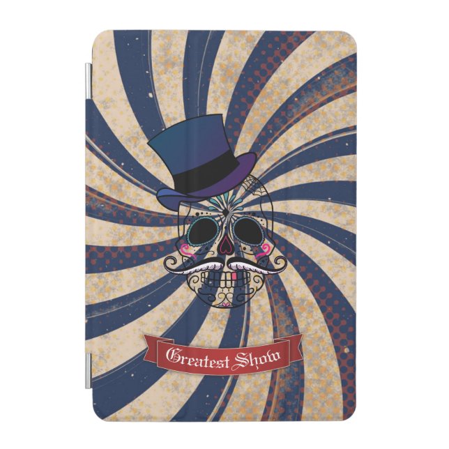 Grunge Circus Sugar Skull Ringmaster Custom Text iPad Mini Cover (Front)