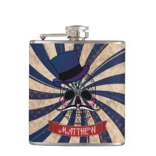 Grunge Circus Sugar Skull Ringmaster Personalised Flask